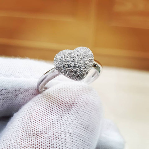 925 Sterling Silver Micro Pave' Heart Shape Ring - J Jaz