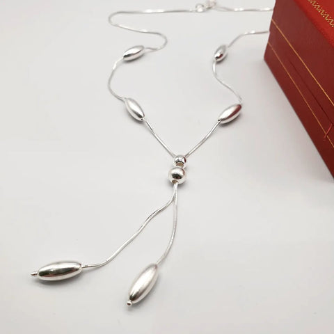 925 Sterling Silver Fancy Drop Chain Necklace