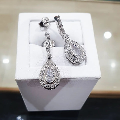 925 Sterling Silver Fancy Cz Drops