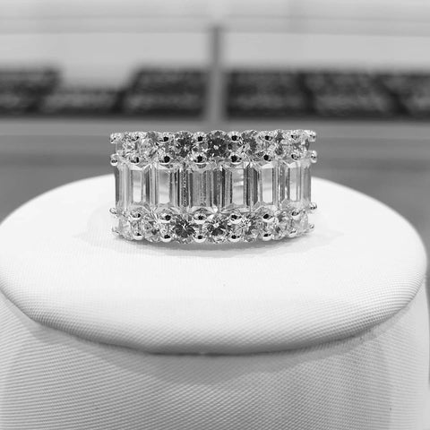 925 Sterling Silver Fancy Cz Half Eternity Ring