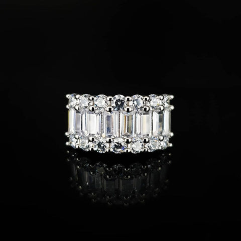 925 Sterling Silver Fancy Cz Half Eternity Ring