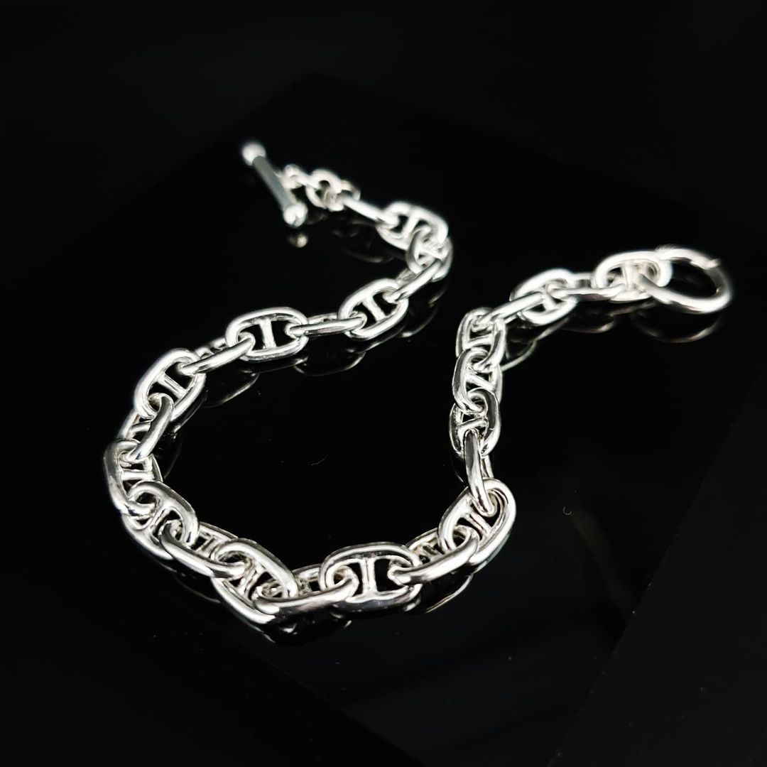 925 Sterling Silver T Bar Anchor Chain Bracelet