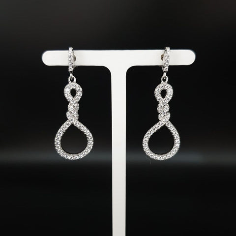 925 Sterling Silver Teardrop Twist CZ Earrings