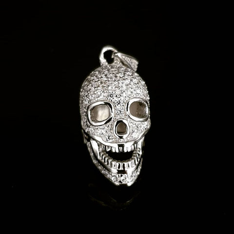 925 Sterling Silver Cz Skull Pendant with Chain