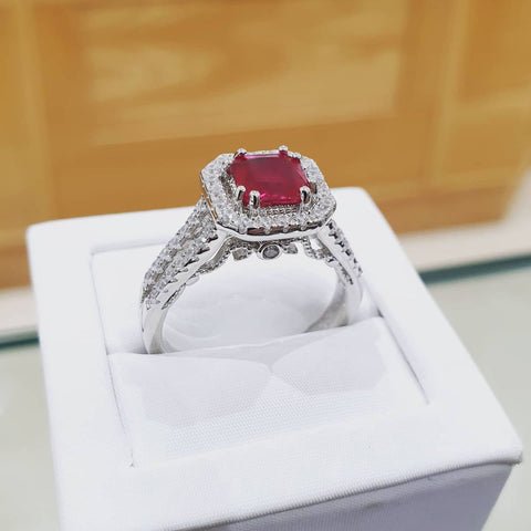 925 Sterling Silver Ruby Cz  Split Shank Solitaire Ring -  J Jaz