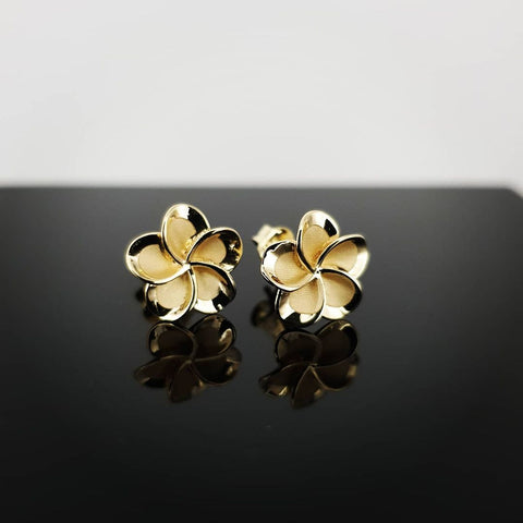 9ct Yellow Gold Flower, Frosty Finish Stud Earrings