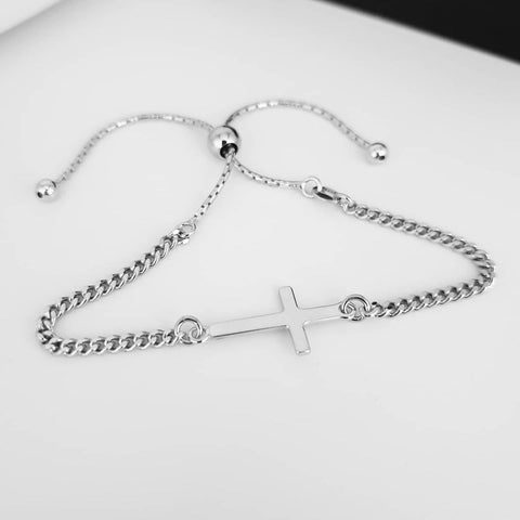 925 Sterling Silver Cross Friendship Ladies Bracelet