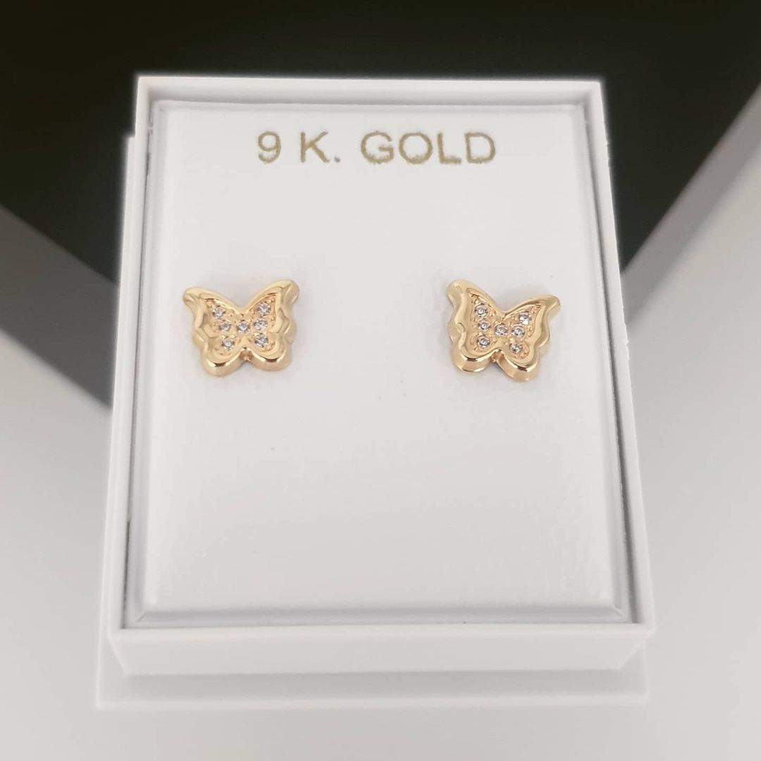 9ct Yellow Gold Cubic Zirconia Butterfly Studs