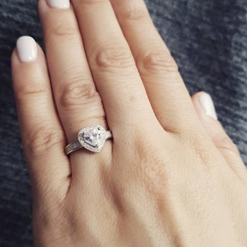 925 Sterling Silver Cz Heart Solitaire Ring