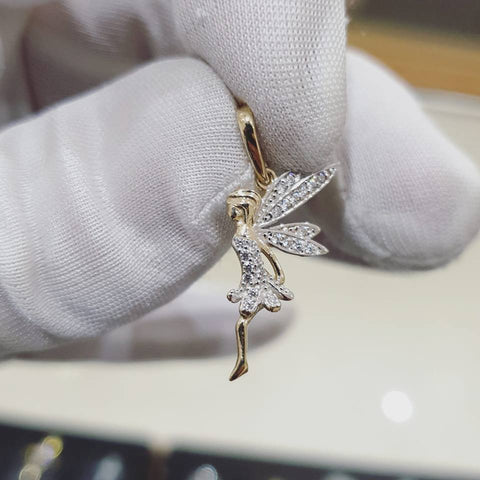 9ct Yellow Gold Cubic Zirconia Fairy Pendant