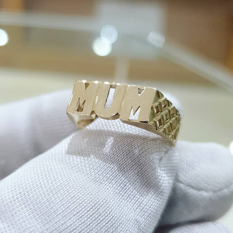 9ct Yellow Gold Basket Sides Mum Ring