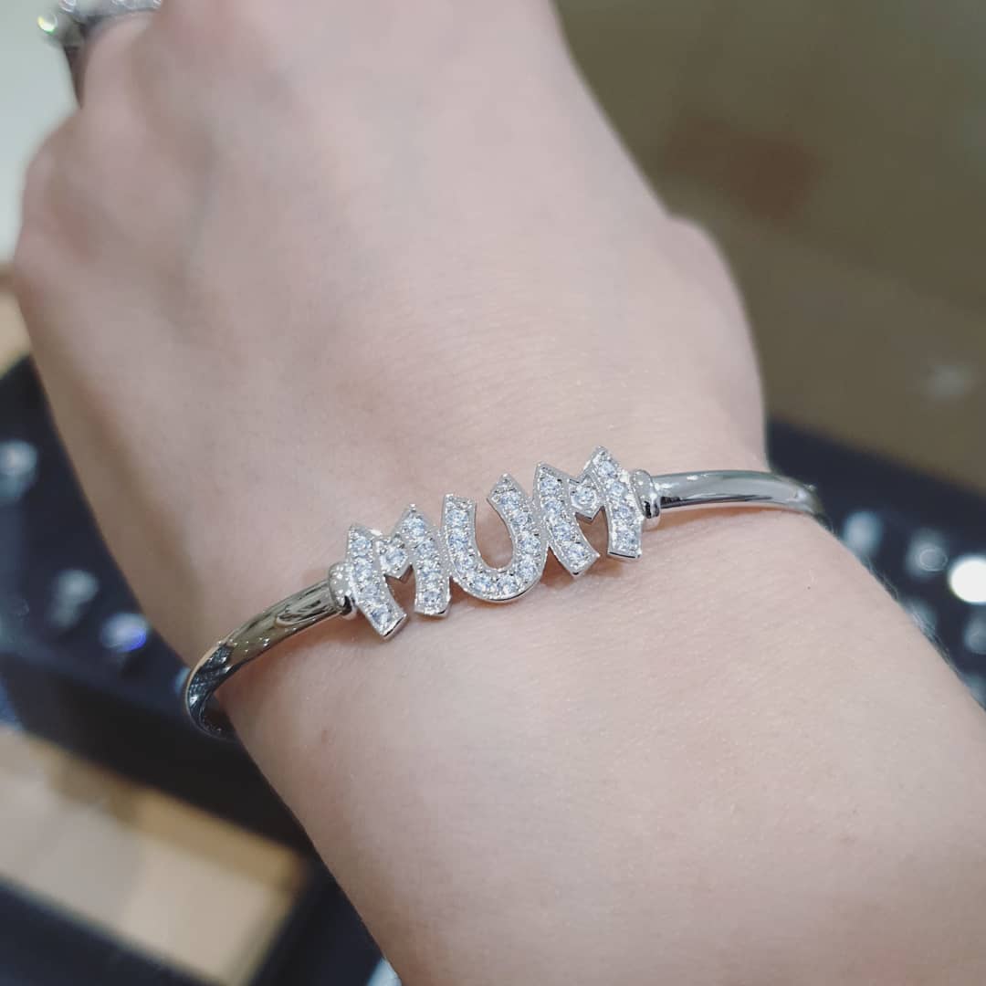 925 Sterling Silver Mum Cz Bangle