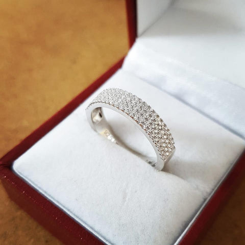925 Sterling Silver Micro Pave' Half ET Cz Ring