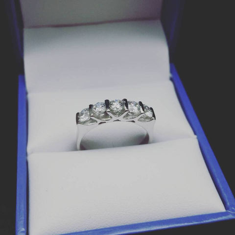 925 Sterling Silver Fancy Cz Half Eternity Ring