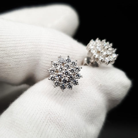 925 Sterling Silver Starburst CZ Cluster Studs