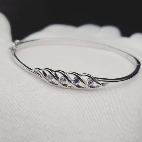 925 Sterling Silver Fancy Cz Bangle