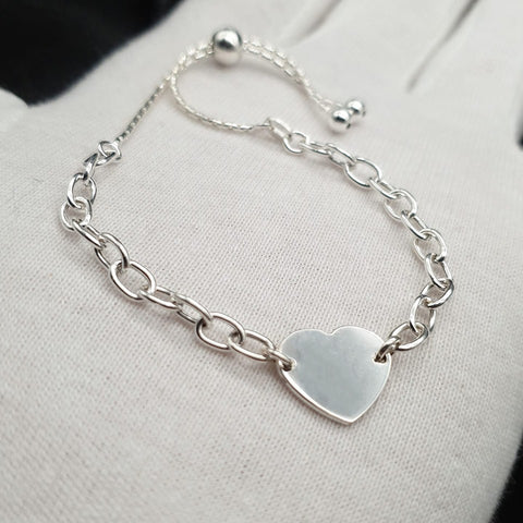 925 Sterling Silver Heart Friendship Bracelet
