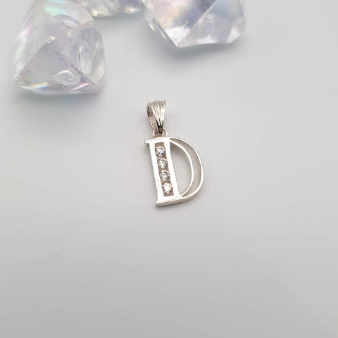 925 Sterling Silver Channel Set Cz Initial Pendant with 18" Chain