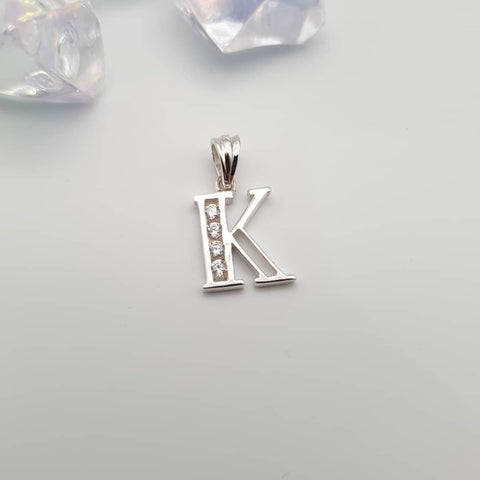 925 Sterling Silver Channel Set Cz Initial Pendant with 18" Chain