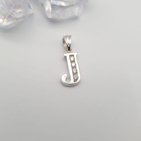 925 Sterling Silver Channel Set Cz Initial Pendant with 18" Chain