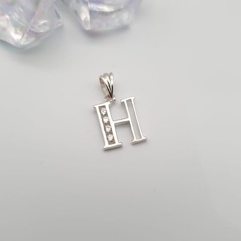 925 Sterling Silver Channel Set Cz Initial Pendant with 18" Chain