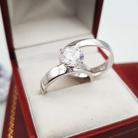 925 Sterling Silver Bridal Set Cz Rings 