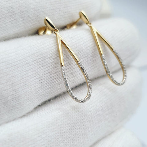 9ct Yellow Gold 0.15ct Diamond Drop Earrings