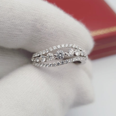 18ct White Gold 0.95ctw H/SI Fancy Wave Diamond Ring