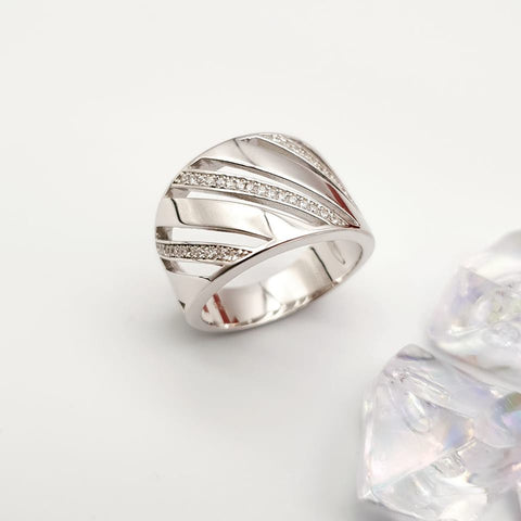 925 Sterling Silver Fancy Cz Ring