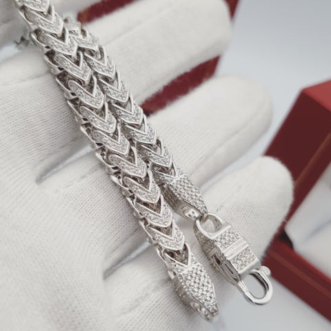 925 Sterling Silver Franco Link With Cubic Zirconia Chain