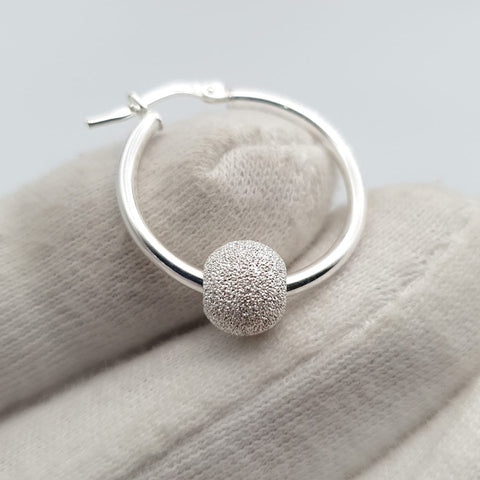 925 Sterling Silver 25mm Glitter Ball Hoop Earrings