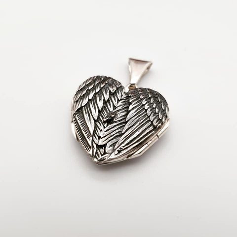 925 Sterling Silver Angel Wings Locket with Chain