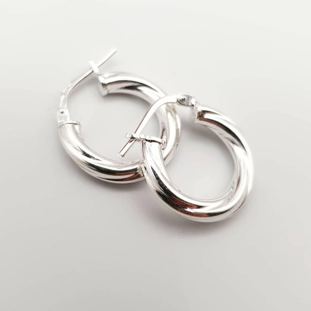 925 Sterling Silver Round Twist Hoop Earrings