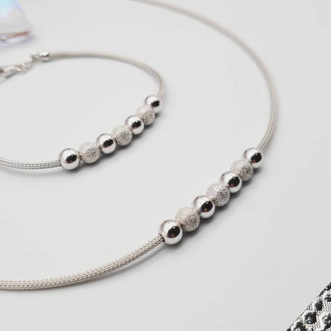 925 Sterling Silver Mesh and Bead Bracelet / Necklace