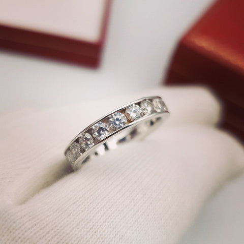 925 Sterling Silver 4mm Full ET Round Brilliant Cz Ring - J Jaz