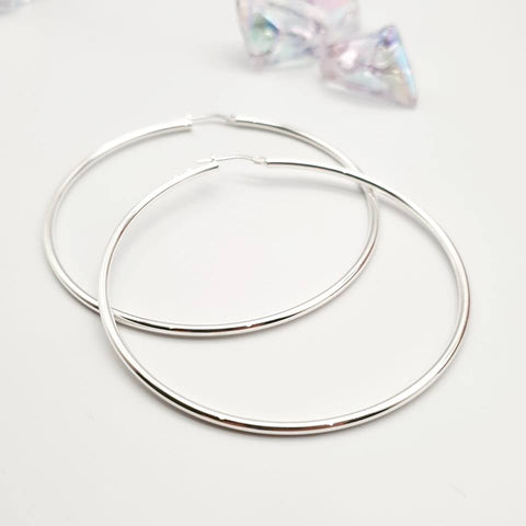 925 Sterling Silver Hoop Earrings 65mm