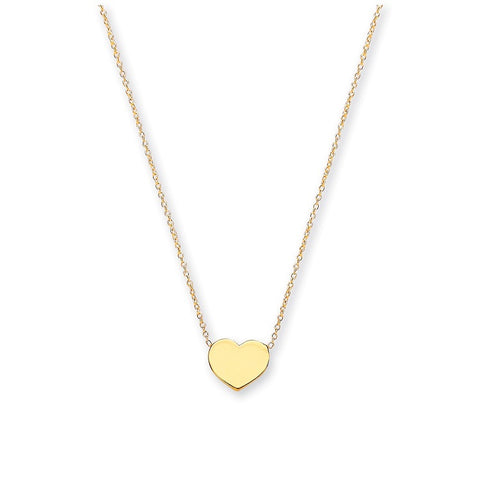 9ct Yellow Gold Rolo Chain, Heart, Adjustable from 18" to 16"/14"