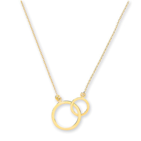 9ct Yellow Gold Rolo Chain, Two Circles, Adjustable from 18" to 16"/14"