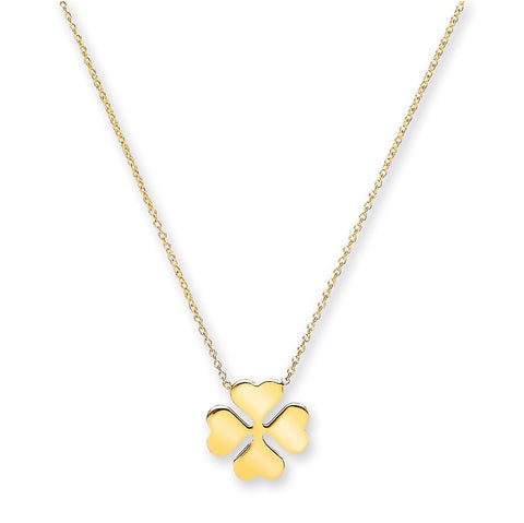9ct Yellow Gold Rolo Chain, 4 Leaf Clover, Adjustable from 18" to 16"/14"