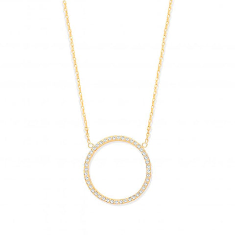 9ct YG Circle of Life Cubic Zirconia Pendant 17" Chain