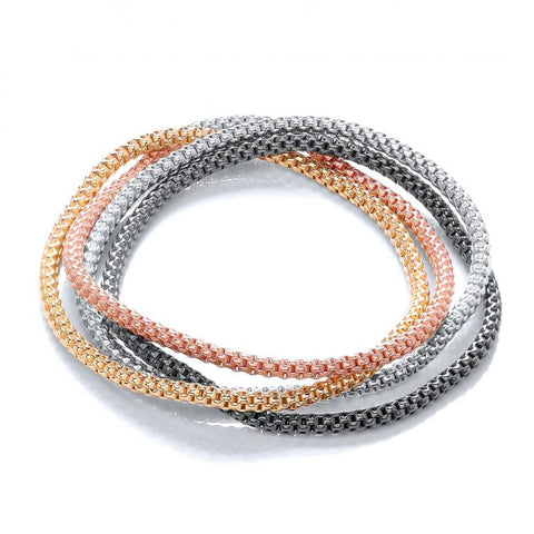925 Sterling Silver 4 Strand Multi Colours Fancy Bracelet