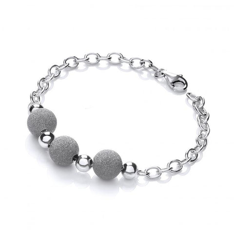 J-JAZ 925 Sterling Silver with Three Moondust Beads Bracelet