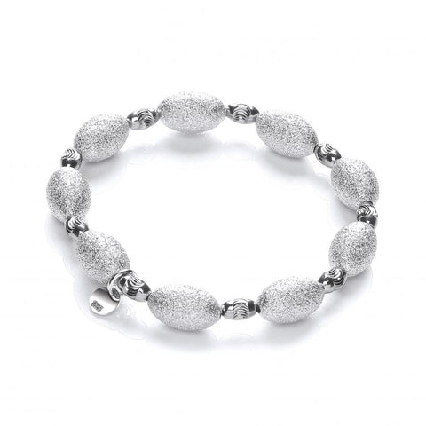 925 Sterling Silver Bracelet with Frosted & Ruthenium Beads