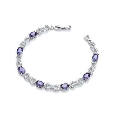 925 Sterling Silver Infinity with Sapphire Blue Cz's Tennis Silver Bracelet