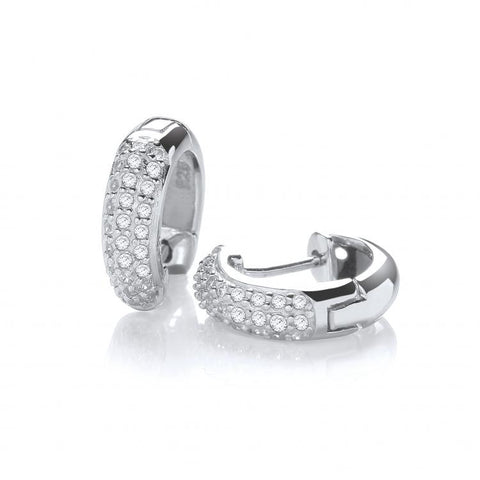 925 Sterling Silver Micro Pave' Small Hoop with Cz Earrings