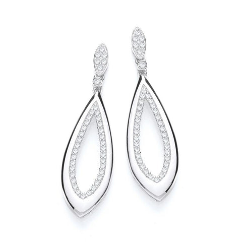 J-JAZ 925 Sterling Silver Fancy Pear Cz Drop Earrings