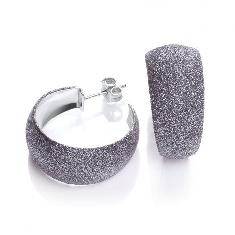 925 Sterling Silver Moondust Finish Black Colour Rh.Plated Earrings