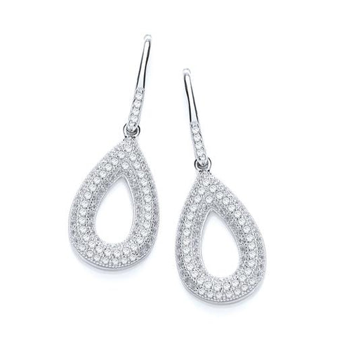 925 Sterling Silver Micro Pave' Pear Shape Earrings