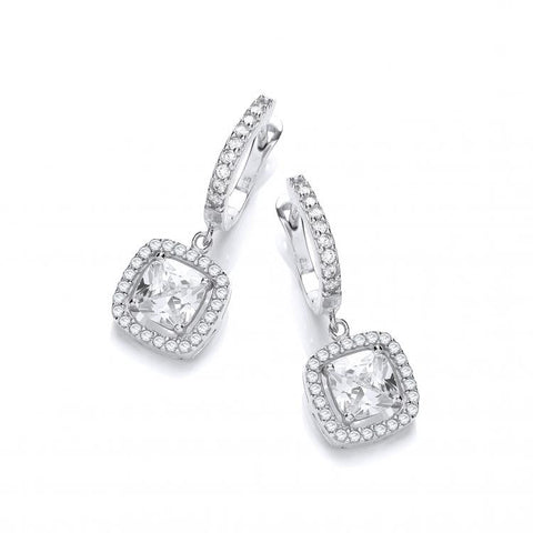 925 Sterling Silver Micro Pave' White CZ Drop Earrings