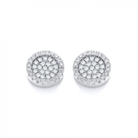 925 Sterling Silver Micro Pave' Round Cz Stud Earrings